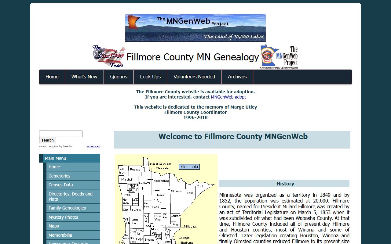 Fillmore County Recorder office handling death certificates and obituary records