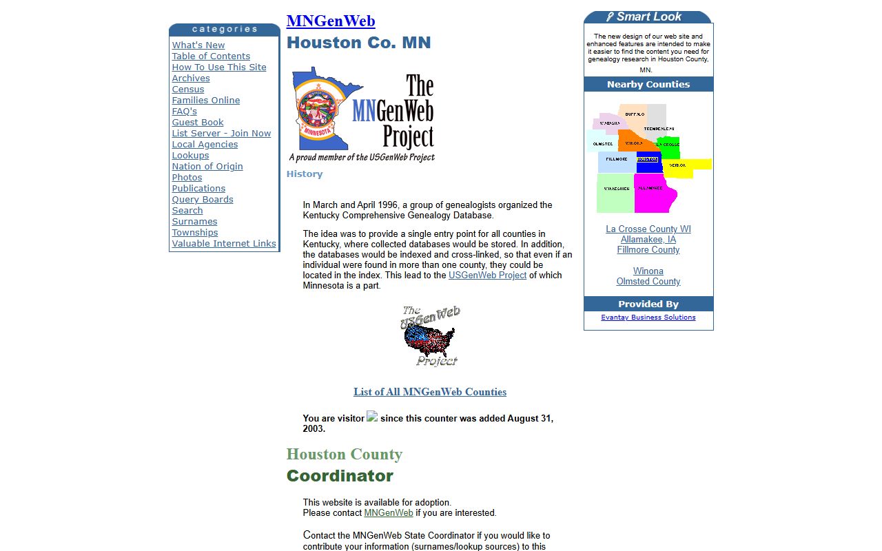 Houston County recorder office page for obituary and death records
