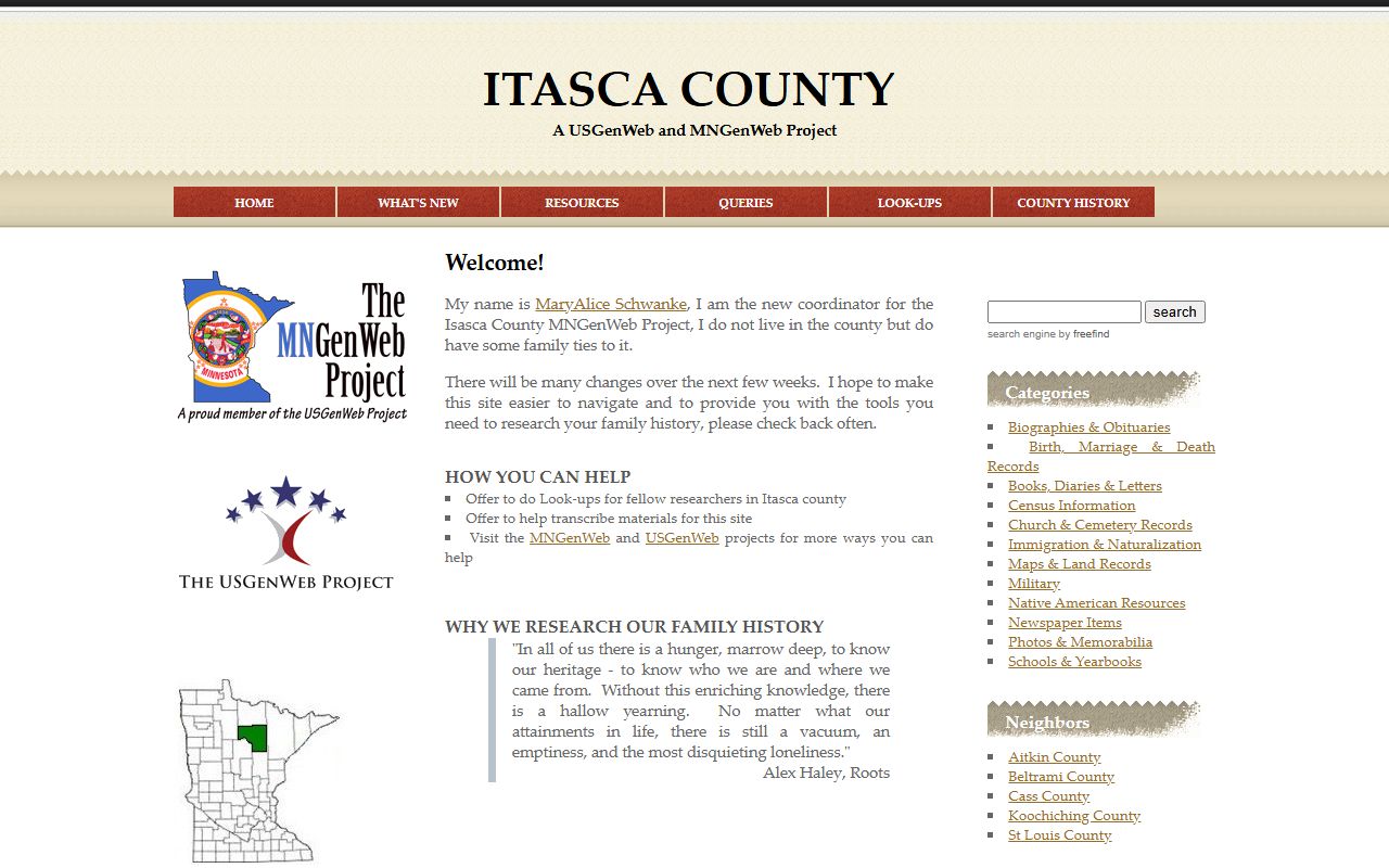 Itasca County recorder office page for death records and obituary search