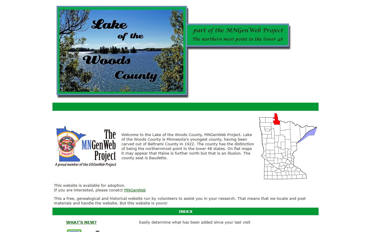 Lake of the Woods County obituary records recorder office Baudette Minnesota