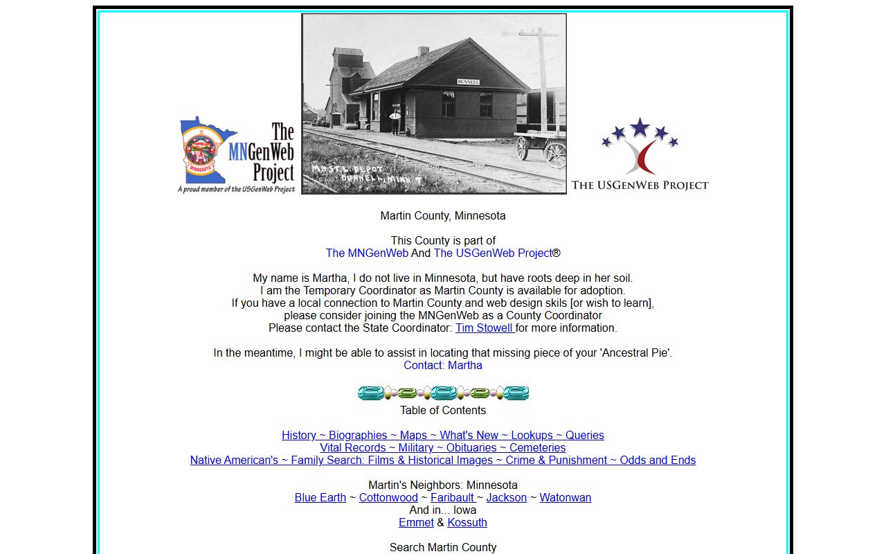 Martin County obituary records resource from MNGenWeb