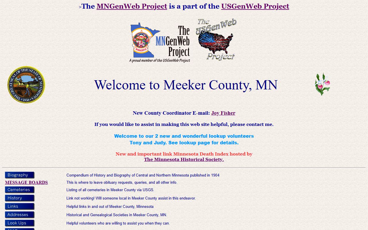 Meeker County obituary records from MNGenWeb