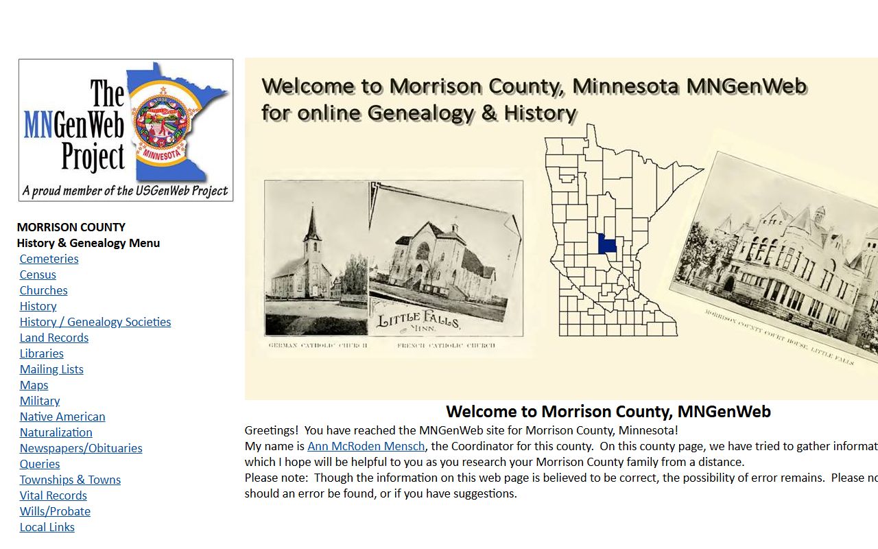 Morrison County obituary records from the Morrison County Historical Society