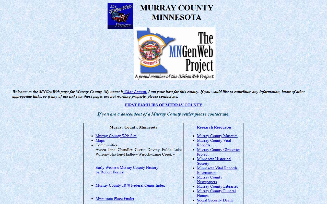 Murray County obituary records from MNGenWeb