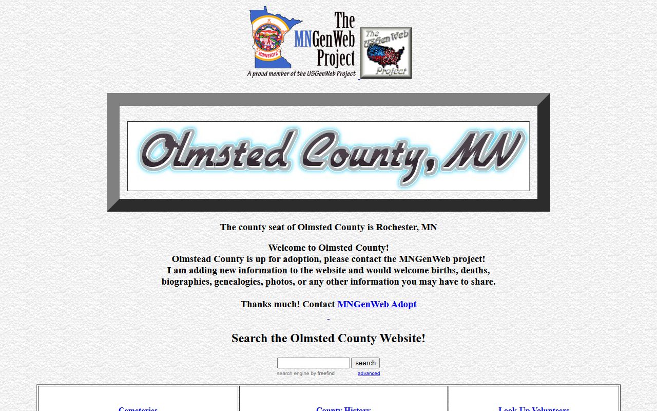 Olmsted County death certificates page for ordering official death records