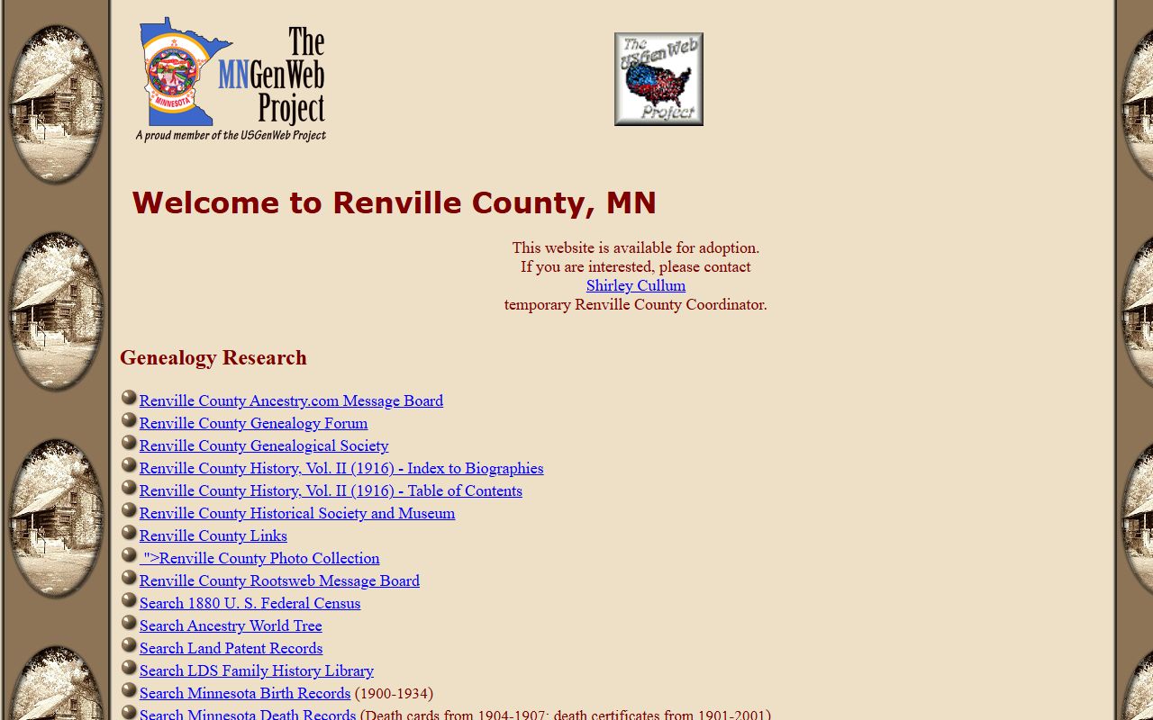 Renville County obituary records MNGenWeb resource page