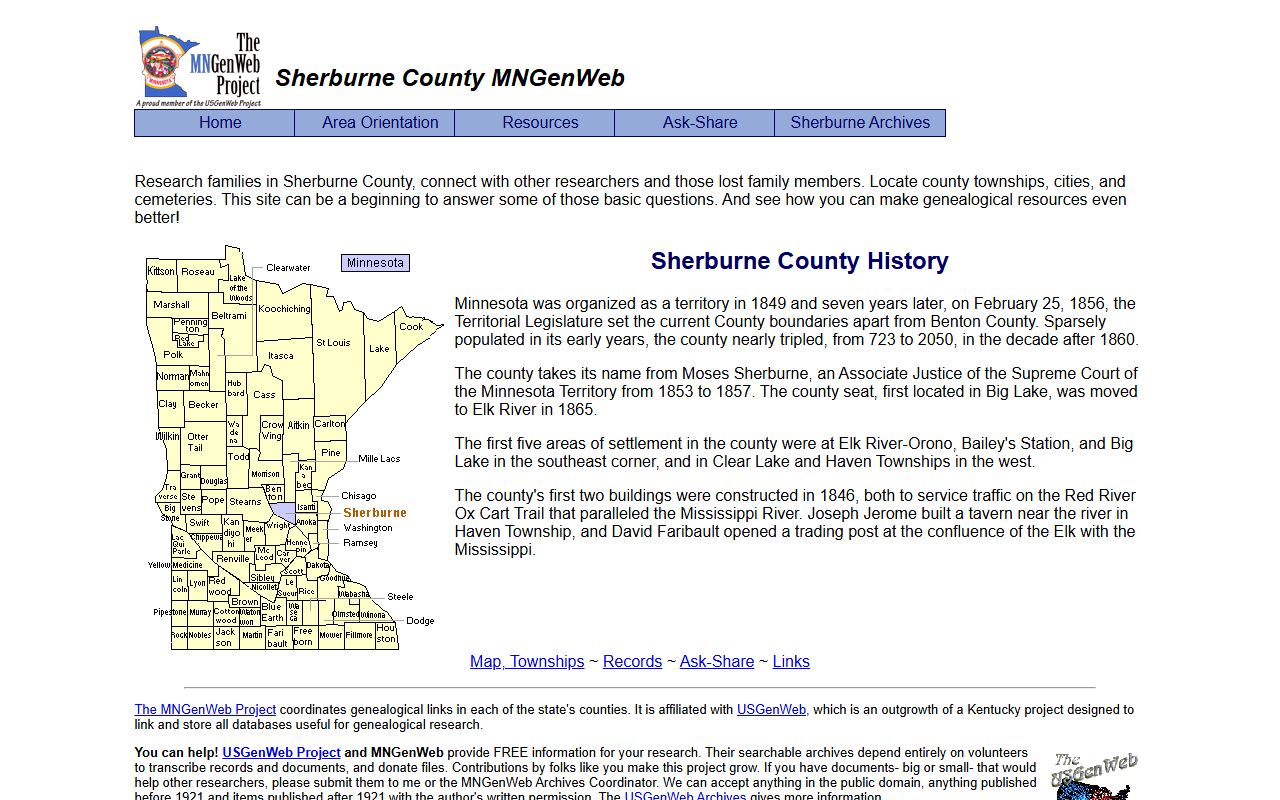 Sherburne County obituary records MNGenWeb resource page