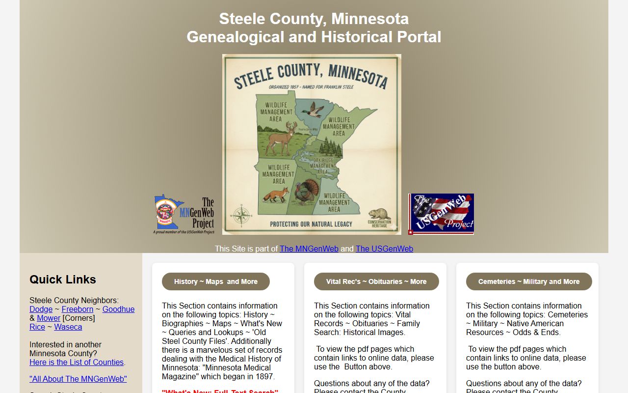 Steele County Recorder office for obituary and death certificate records