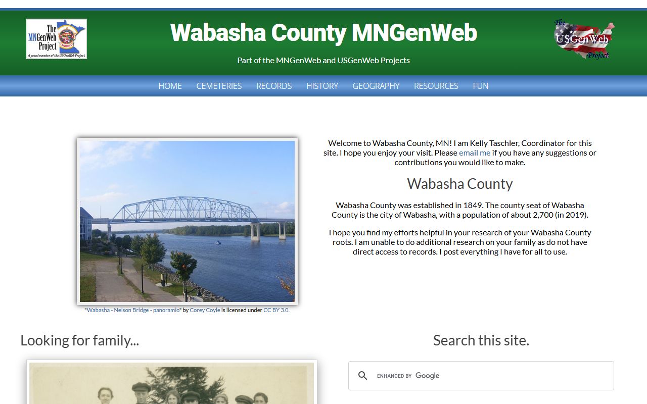 Wabasha County Recorder office for death certificates and obituary records
