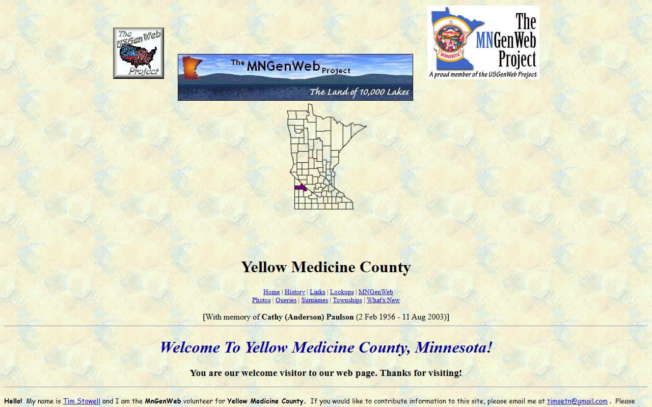 Yellow Medicine County Recorder office for death certificates and obituary records